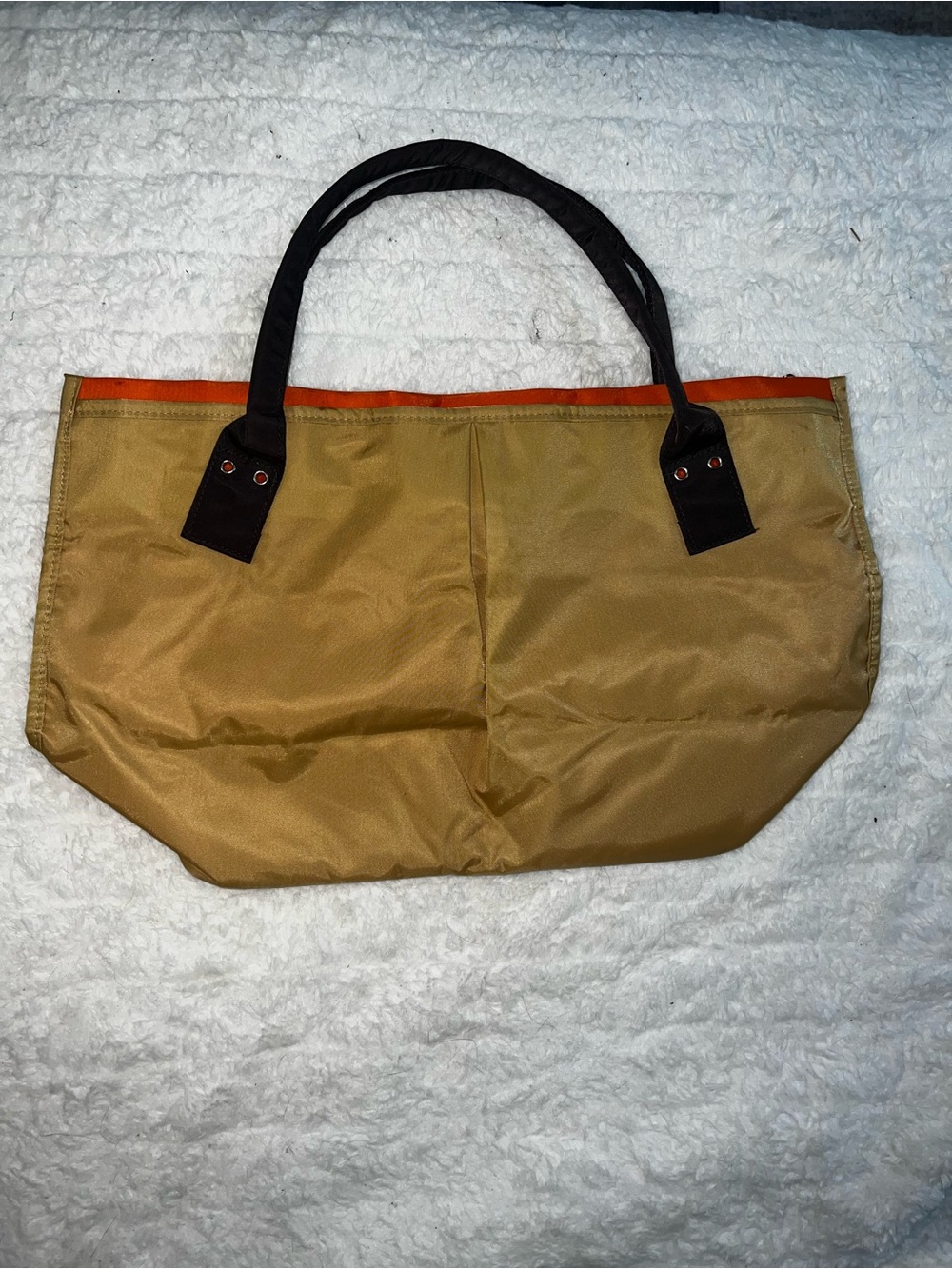Everyday Tote Bag in Tan with Brown Handles
